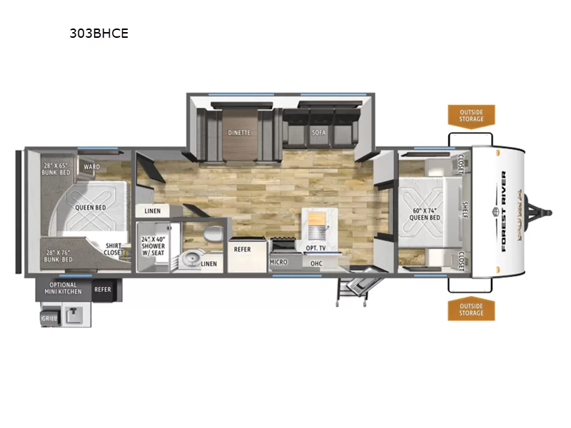 New 2027 Forest River PUMA CAMPING EDITION 303BHCE floorplan layout