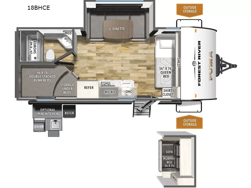 New 2027 Forest River PUMA CAMPING EDITION 18BHCE floorplan layout