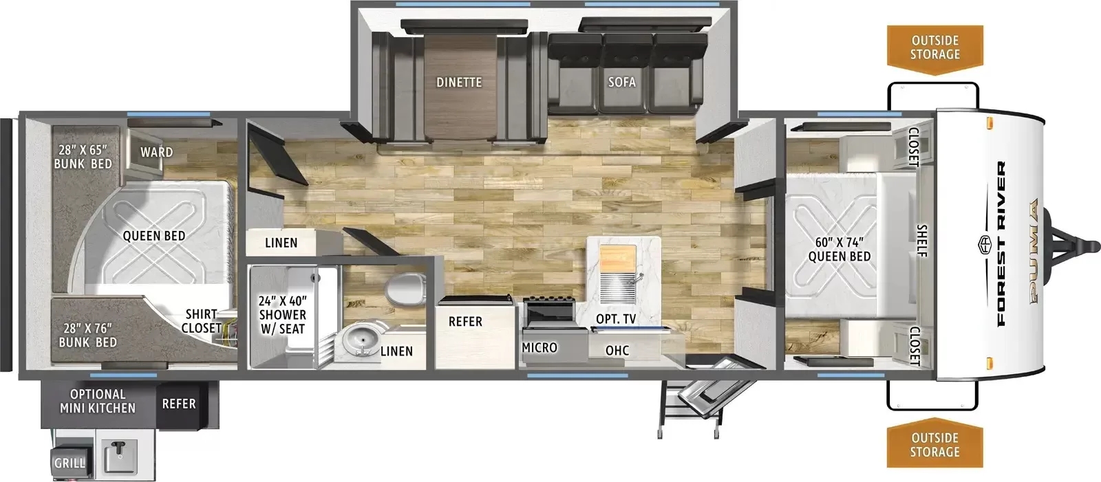 New 2027 Forest River PUMA CAMPING EDITION 300BHCE floorplan layout
